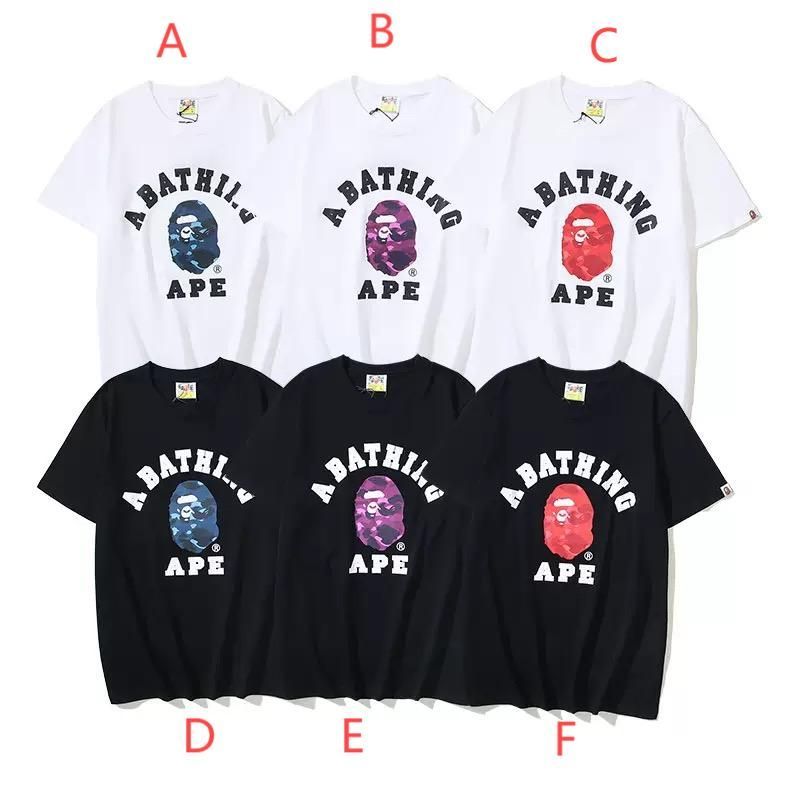 6色 新品未使用 a bathing ape tシャツ ブラック×ピンク 男女 6色 新品未使用 a bathing ape tシャツ ブラック×ピンク 男女