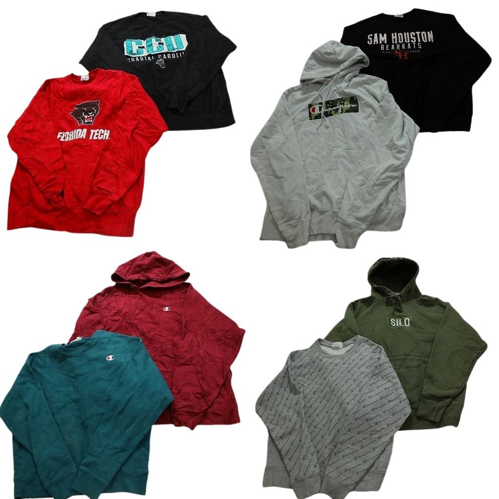 古着卸 まとめ売り チャンピオン Champion リバースウィーブ スウェット 8枚セット メンズ Ｌ 総柄 チームロゴ 古着 NC1030
