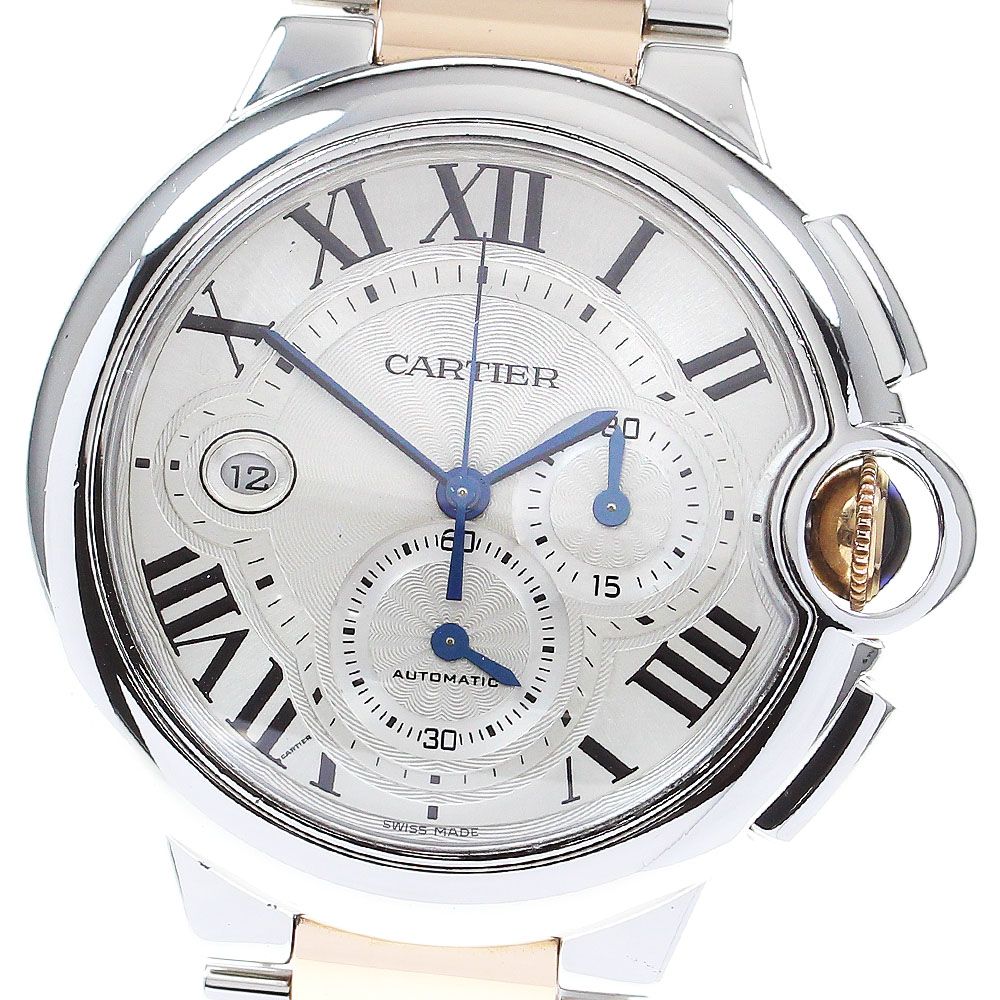 カルティエ CARTIER W6920063 バロンブルー デイト クロノグラフ 自動巻き メンズ良品_823472