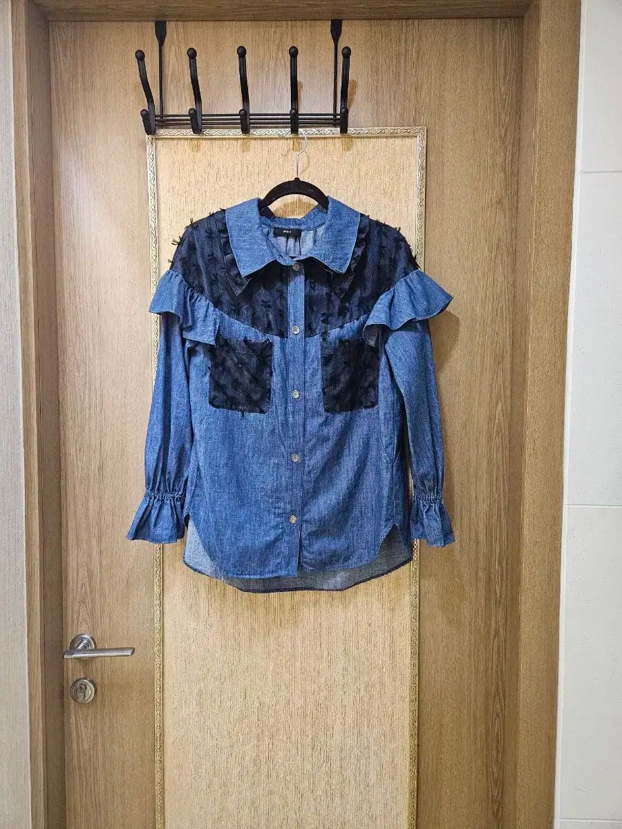 ハンサム オーズセカンド レース デニム シャツ ブラウス