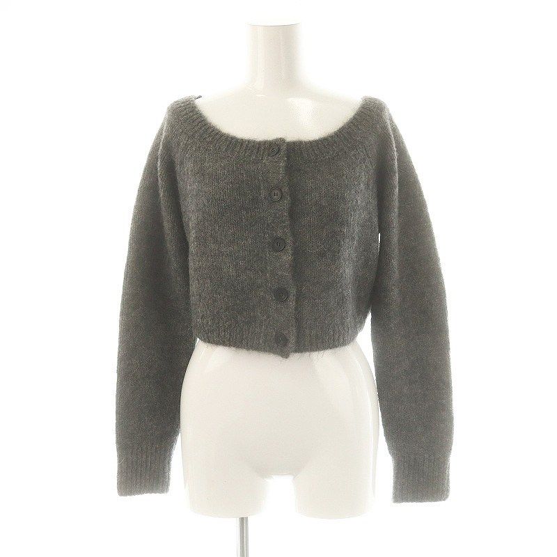 コス COS クロップド カーディガン ニット クルーネック S グレー /AT
