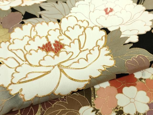 平和屋着物○創業460年・千總 黒留袖 駒刺繍 地紙草花文 金糸 金彩