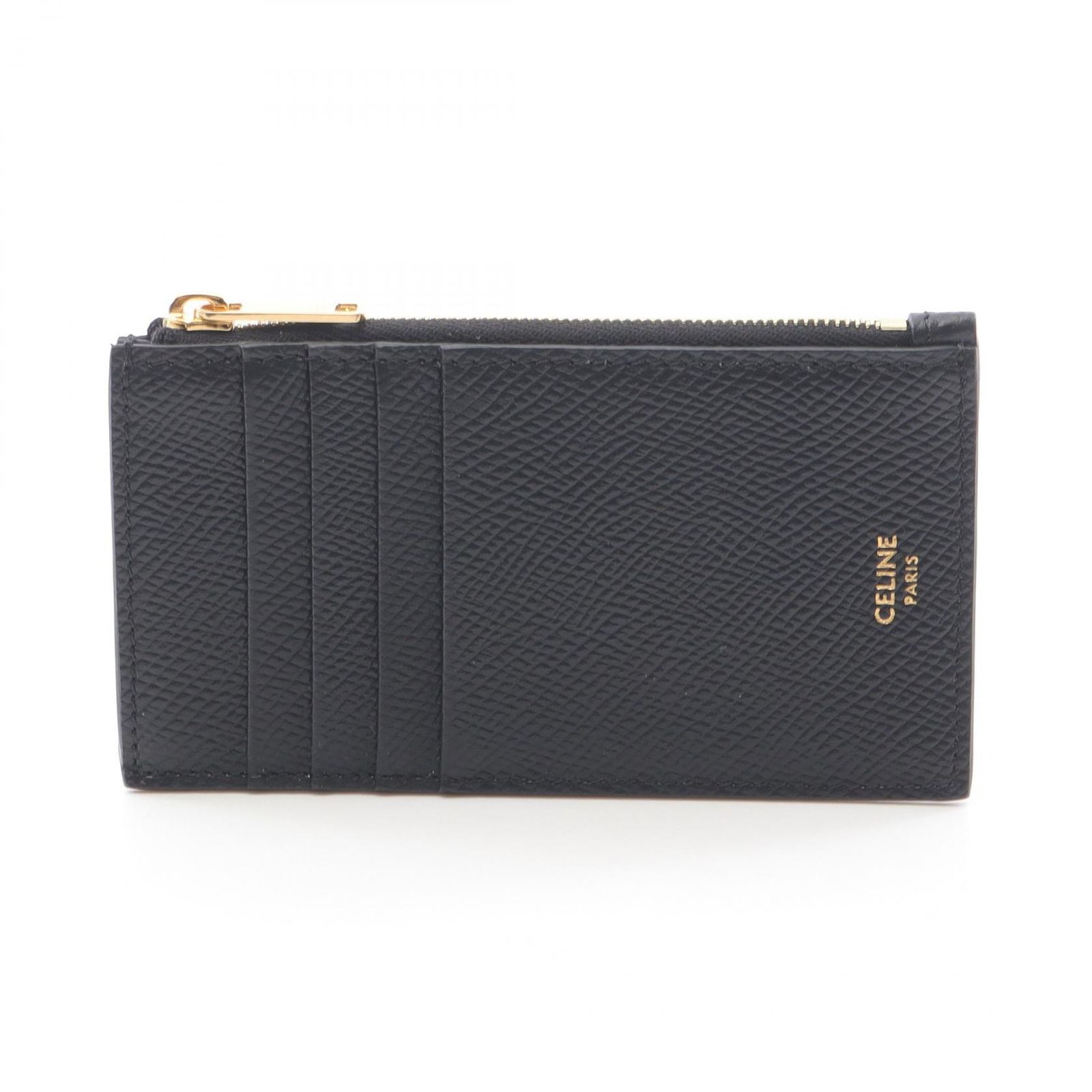 セリーヌ CELINE カードケース コンパクト ジップドカードホルダー 10B683BEL ブラック レザー コインカードホルダー レディース Used A