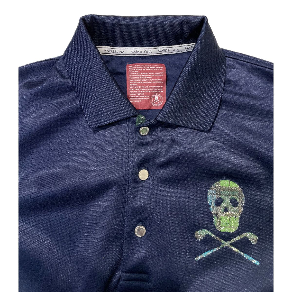 中古 メンズ マークアンドロナ MARK&LONA 半袖ポロシャツ M 紺
