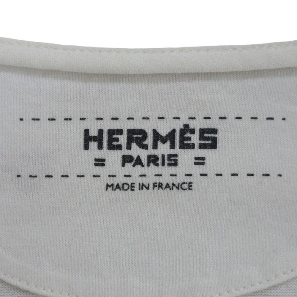 HERMES - 美品 HERMES エルメス 半袖 カチナ プリント Tシャツ カットソー 40 ホワイト レディース 古着 中古 USED 美品 HERMES エルメス 半袖 カチナ プリント Tシャツ カットソー