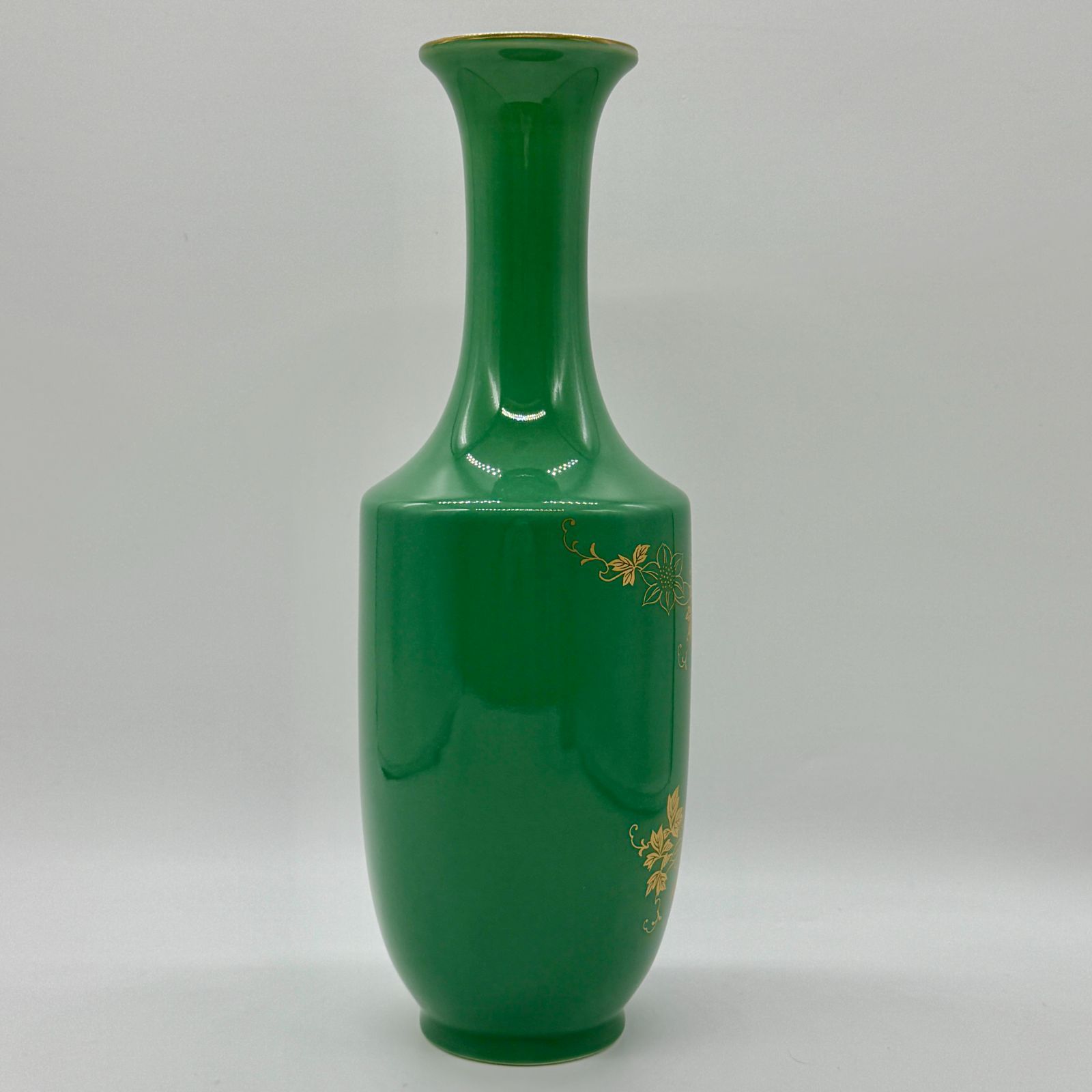 木箱入り 花瓶 エメラルドグリーン 陶器 木箱入り 花瓶 エメラルド