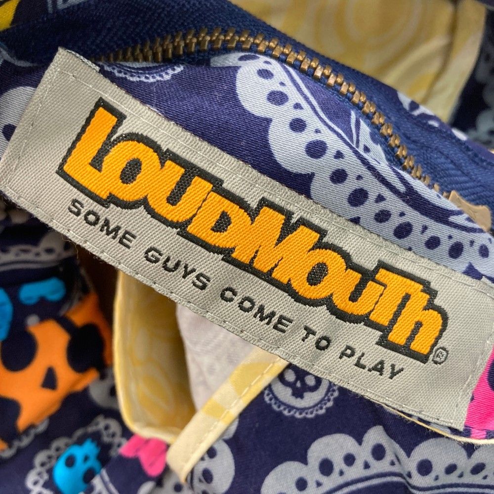 サイズ：32×UF LOUD MOUTH ラウドマウス  ストレッチパンツ スカル ジョリーロジャー ペイズリー総柄 ネイビー系 [240101455072] ゴルフウェア メンズ ストスト サイズ：32×UF LOUD MOUTH ラウドマウス ストレッチパンツ