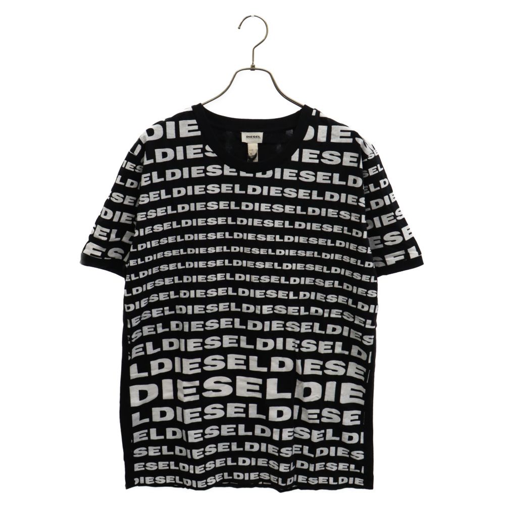 DIESEL (ディーゼル) フルロゴプリント半袖Tシャツ クルーネックカットソー ブラック