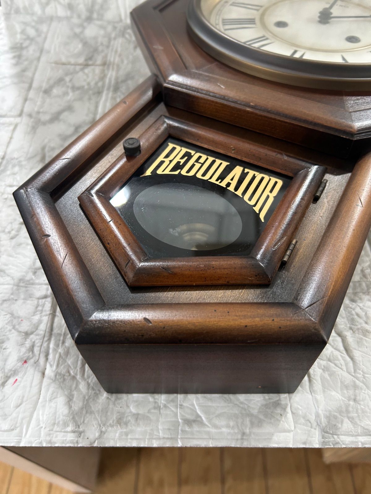 ジャンク品 アンティーク柱時計 八角時計 コレクション 部品取りに