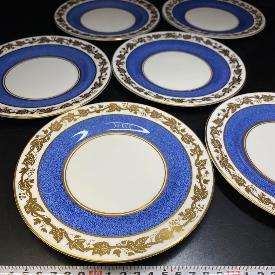 洋3 ウェッジウッド ホワイトホールパウダーブルーデザートプレート6枚