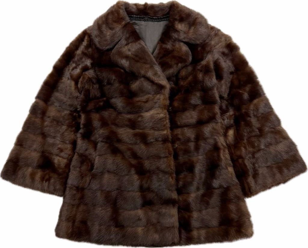 毛皮 ☆ 高級 リアルファー ダークブラウン デミバフミンク ファー