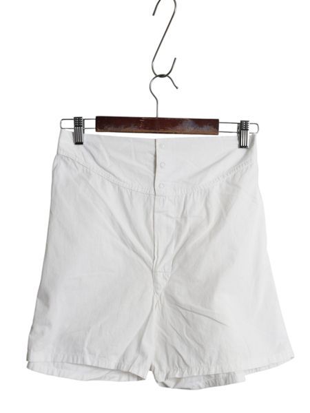 50s US NAVY コットン パジャマ ショートパンツ メンズ 32 古着 ヴィンテージ ショーツ 短パン インナー ミリタリー 軍物 USNA 立体裁断 白 お得なクーポン配布中!】 50s US NAVY コットン パジャマ ショート