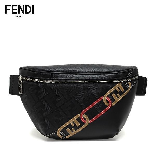 フェンディ FENDI FFモチーフ型押し ベルト ボディバッグ【ブラック