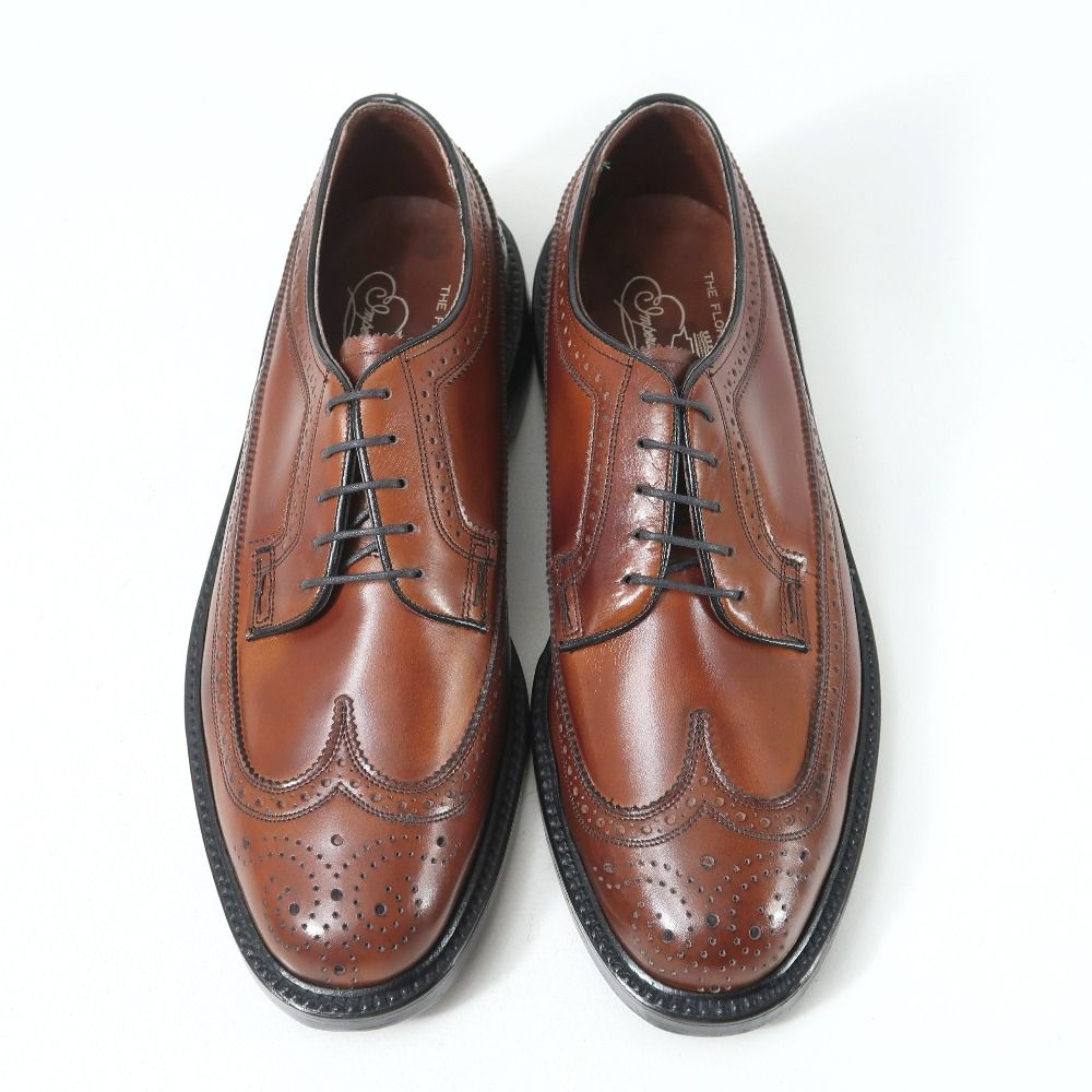 80年代ヴィンテージFLORSHEIMブラックドレスシューズ状態良好 70～80年代 FLORSHEIM フローシャイム ストレートチップ 内羽根