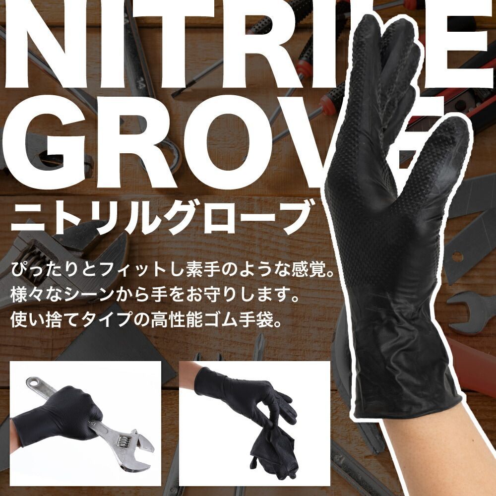 SANYU] ニトリル手袋 ニトリルグローブ 使い捨て手袋 黒 ブラック 0.08 
