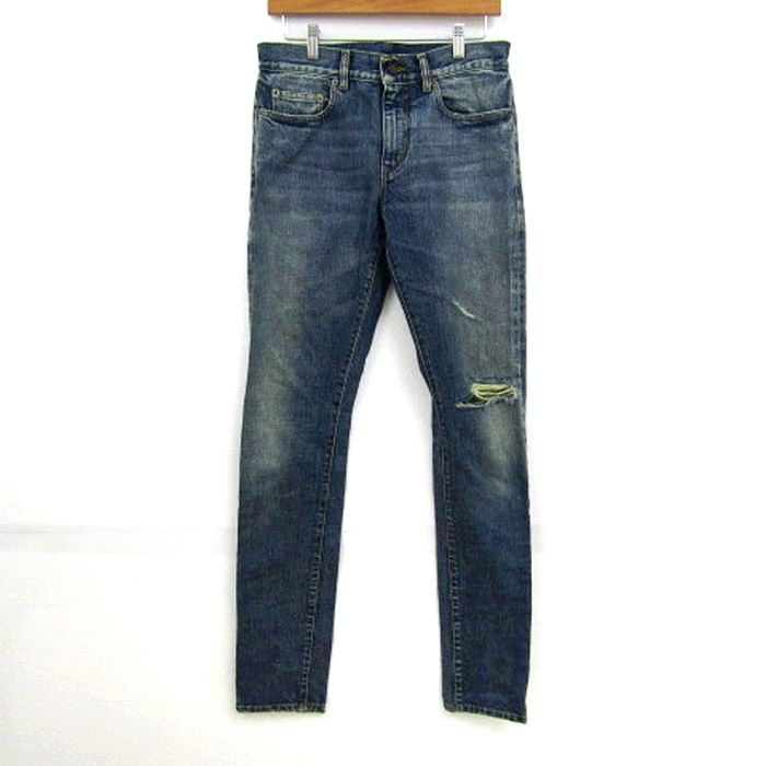 サンローラン パリス デニムパンツ ジーンズ ジーパン コットン ボトムス イタリア製 レディース 30サイズ インディゴ SAINT LAURENT