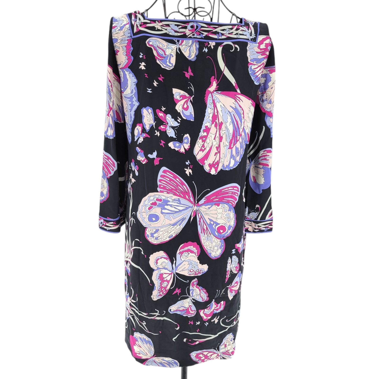 訳あり】EMILIO PUCCI エミリオプッチ 膝丈ワンピース スクエアネック 