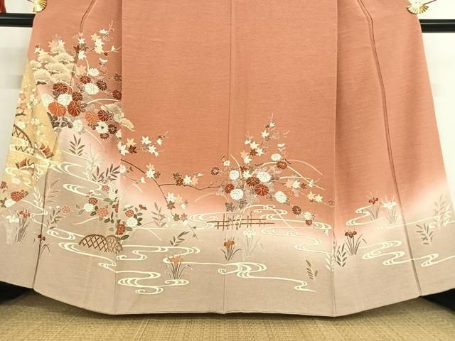 平和屋着物□訪問着 駒刺繍 流水鴛鴦花文 暈し染め 金彩 正絹 逸品 AAAM6132zg - メルカリ