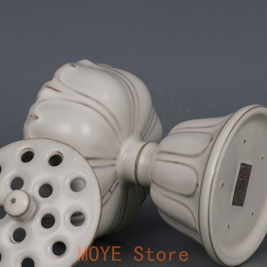 宋汝窯月牙白釉蓮華薫香炉 香道具景徳鎮 陶磁器 装飾品 現代工芸