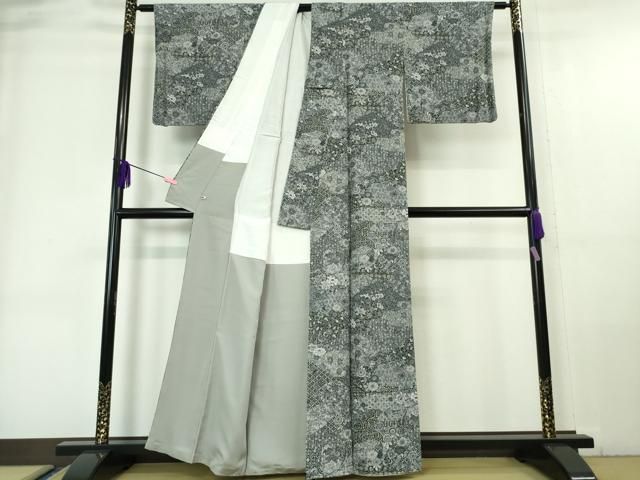 至宝品】○更紗小紋○鬼縮緬○幾何学模様○