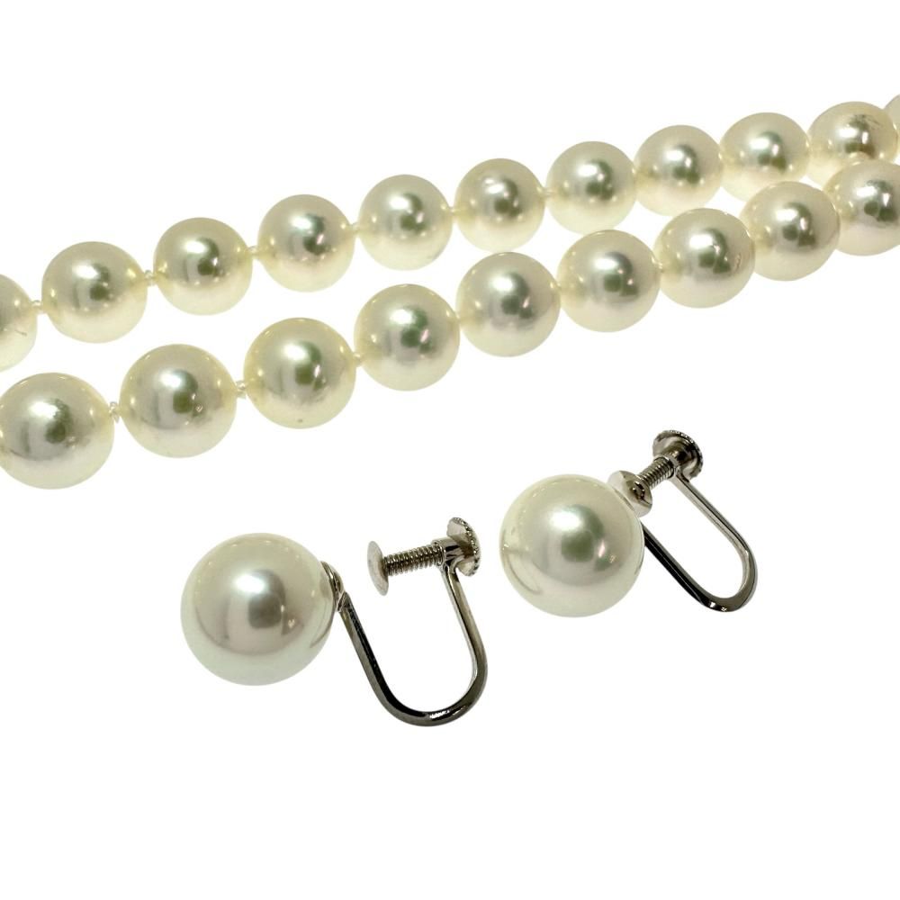 イヤリングセット/留め具パーツ付 アコヤ真珠6.5～7.5mm ネックレス 
