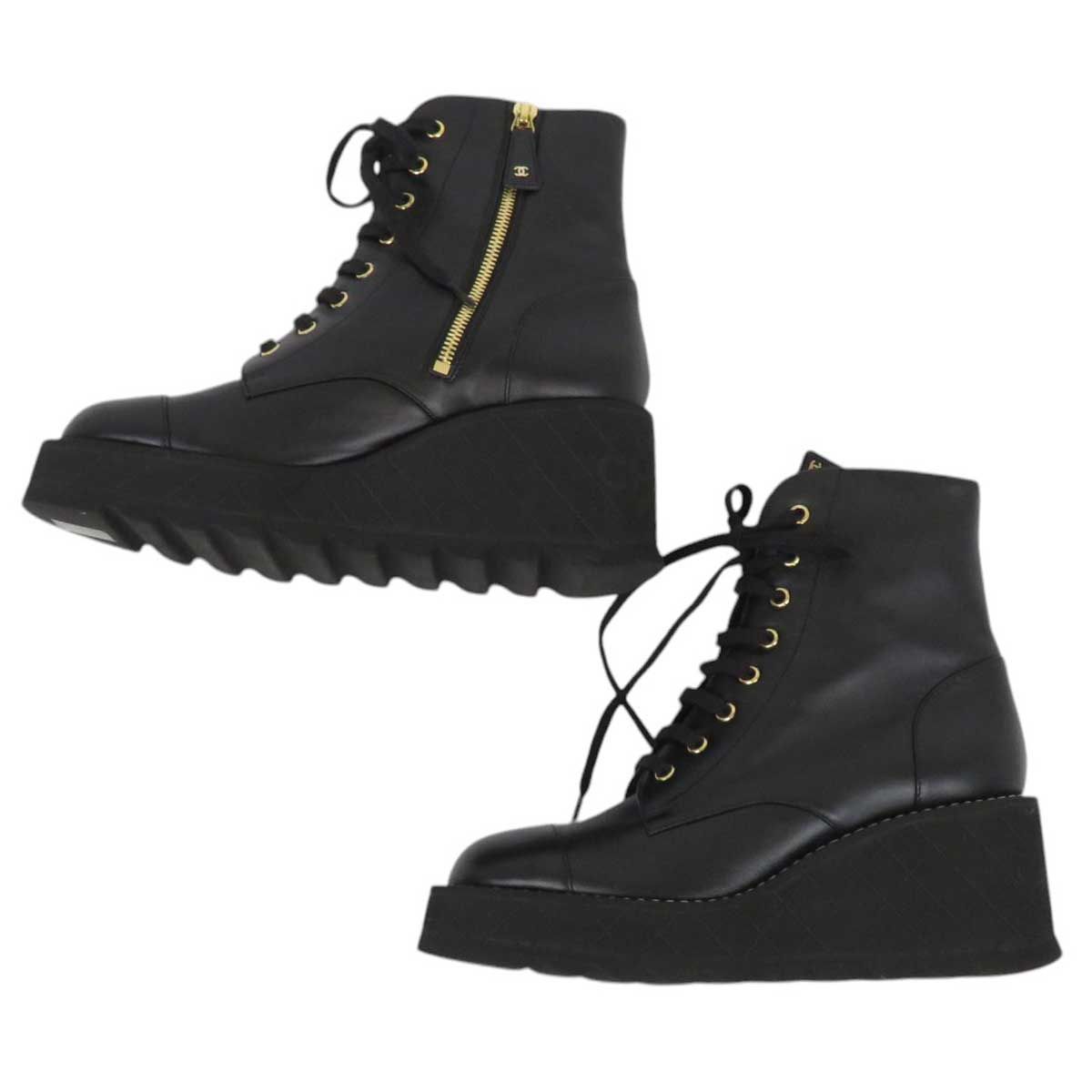 シャネル ココマーク レザー ショートブーツ G45388 レザー レディース ブラック CHANEL アパレル 小物 KIN-KAAI_COM