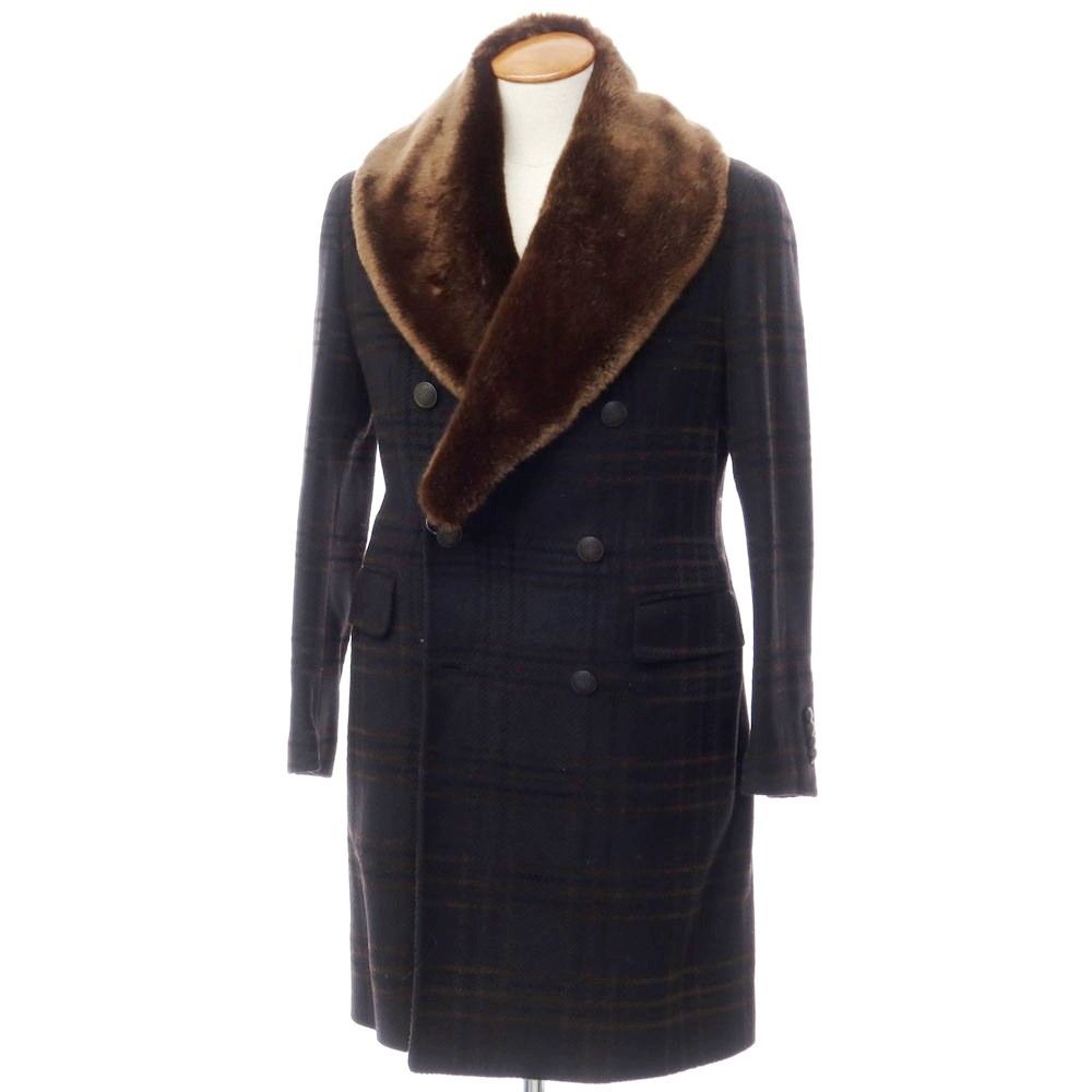 中古 タリアトーレ コート ELIAS TAGLIATORE 46 紺xブラウン