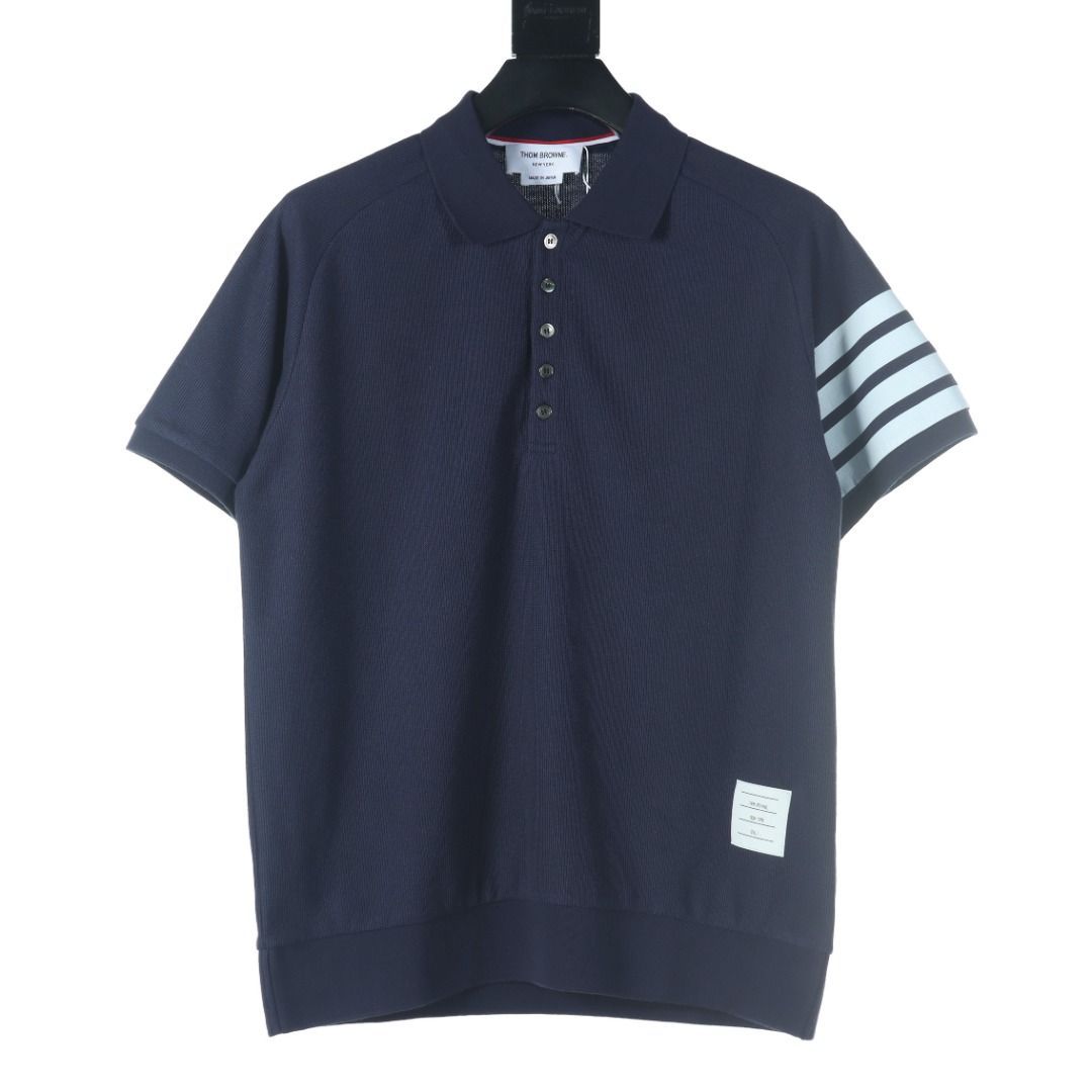 ◆THOM BROWNE◆ ショートスリーブ コットンポロシャツ Thom Browne - ショートスリーブ リラックスフィット コットン