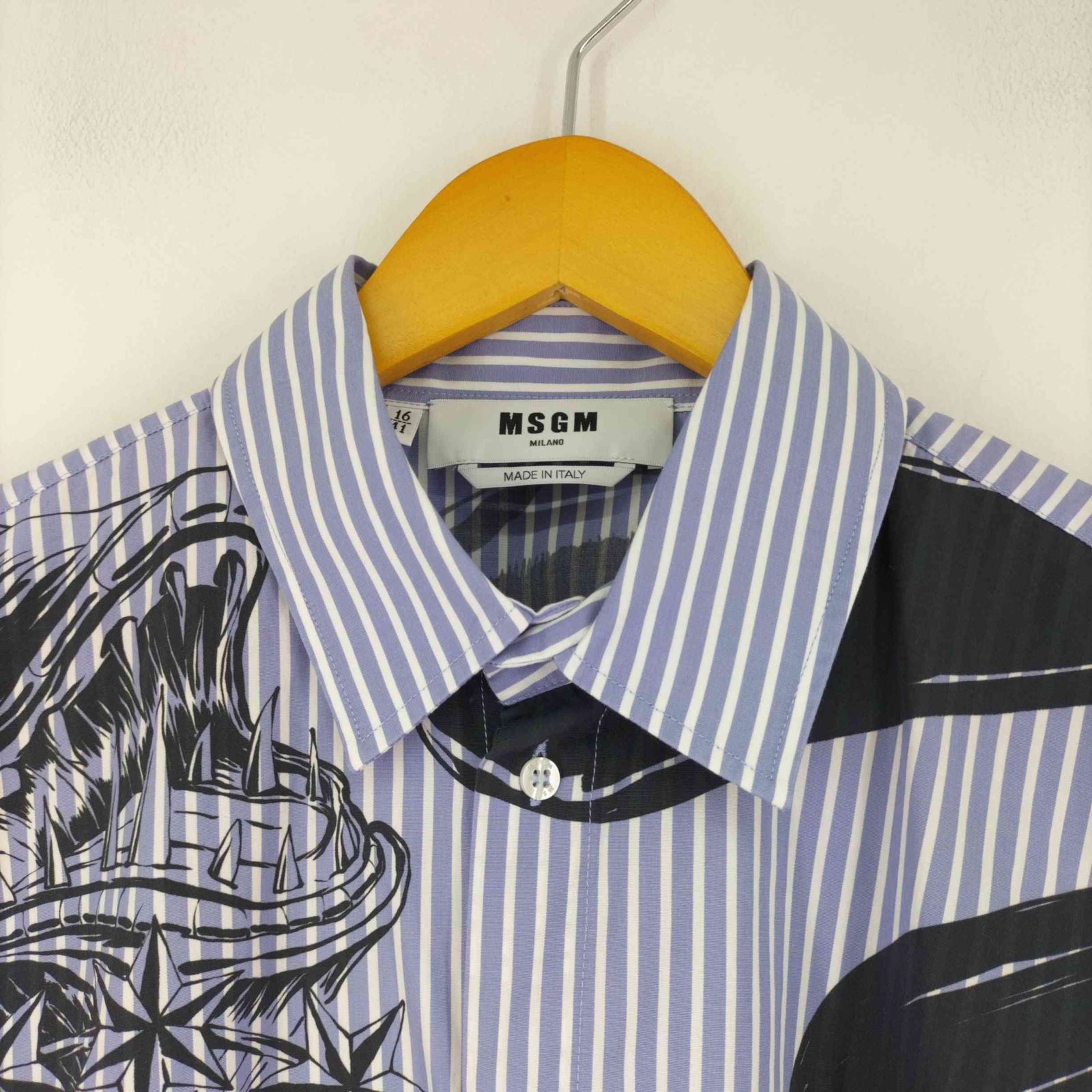 エムエスジーエム MSGM STRIPED POPLIN WITH PRINT SHIRTS メンズ 41