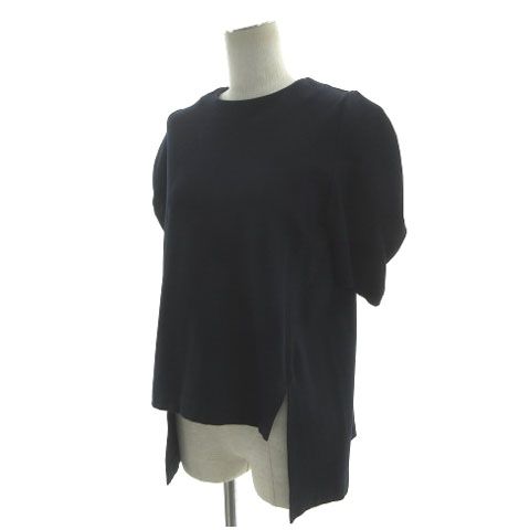 ヘリンドットサイ HeRIN.CYE Ponte balloon sleeve tops 530GSM80-0400 カットソー 五分袖 テールカット ネイビー 紺 F レディース ヘリンドットサイ HeRIN.CYE Ponte balloon sleeve tops