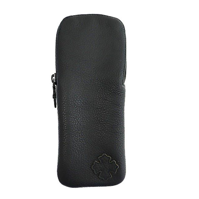 クロムハーツ CHROME HEARTS クロスパッチ ダガージップ レザー メガネケース アイウェアケース 黒 ブラック ブランド古着ベクトル AA ▲250513