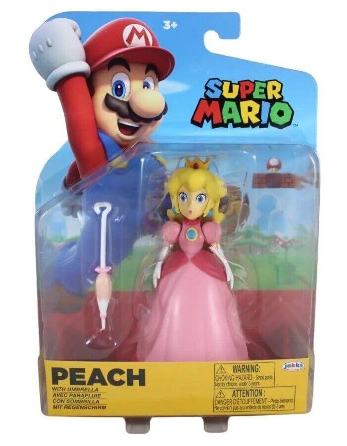 Super Mario 4 inch Action Figure (Princess Peach with Umbrella) [ピーチ姫 傘付き]