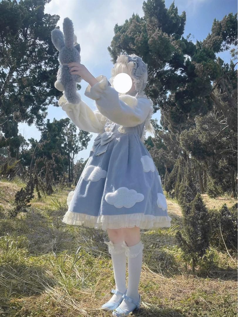 ♥ ロマンティックロリータロングワンピース パニエ付き秋冬コーデに最適