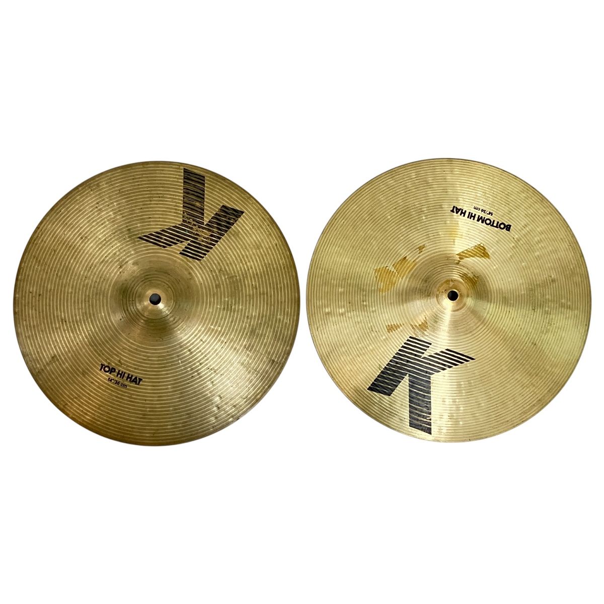 訳有 Zildjan K 14インチ トップ ボトム ハイハットシンバル セット 旧ロゴ ジルジャン N10465426