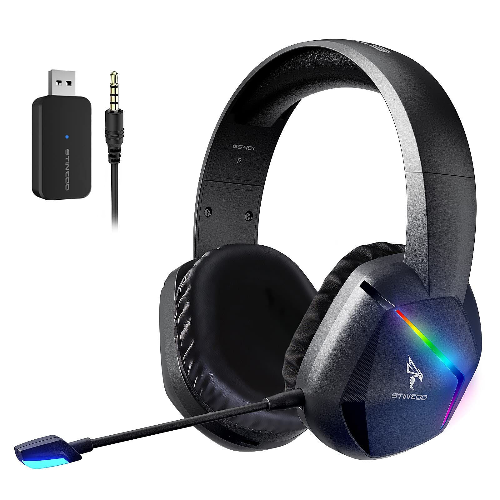 【人気商品】GS401-2.4G 重低音強化 LEDランプ 50ｍｍドライバー 高感度マイク付き オーバーイヤーヘッドホン ワイヤレスヘッドセット ゲーミングヘッドセット SOMIC