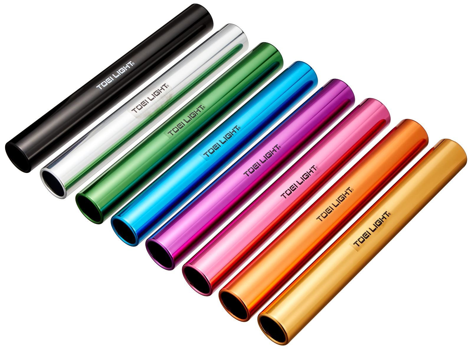 Style TOEI LIGHT トーエイライト アルミバトンセット8 練 G1401 8色1組 収納ナイロンケース付 直径39mm×長さ約30cm 赤 青 黄 シルバー 緑 紫 オレンジ 黒