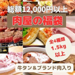 【肉屋の福袋】4種1.5kg以上 / 12,000円以上の品（牛タン・ブランド肉入り）