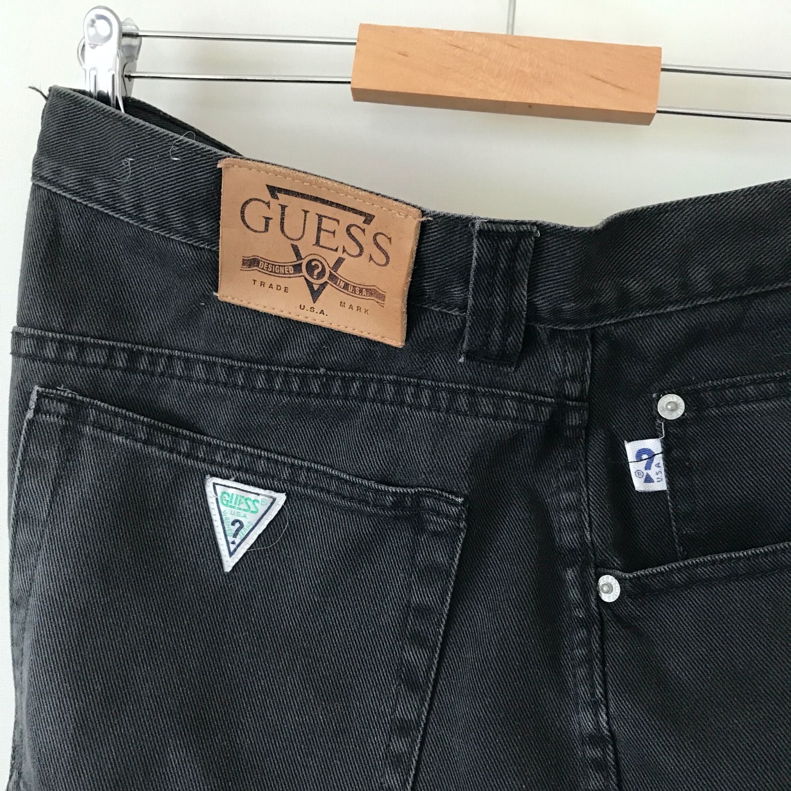 90s USA製 GUESS バギーデニムショートパンツ ブラック talon 90s USA製 GUESS バギーデニムショートパンツ ブラック talon