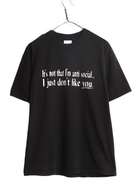 【お得なクーポン配布中!】 00s ジョーク メッセージ プリント 半袖 Tシャツ メンズ L / 00年代 オールド プリントT ヘビーウェイト グラフィック コットン ブラック