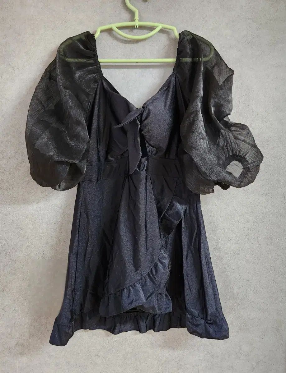 ブラック シフォン パフ ミニ ワンピース 水着 XXXL 66