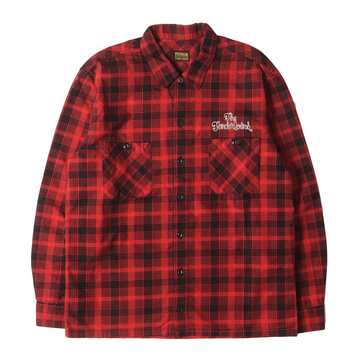 TENDERLOIN テンダーロイン シャツ サイズ S | チェーン刺繍 ロゴ プリントチェック フランネル シャツ T-PRINT FLANNEL CHECK SHT | レッド ブラック | トップス カジュアルシャツ メンズ