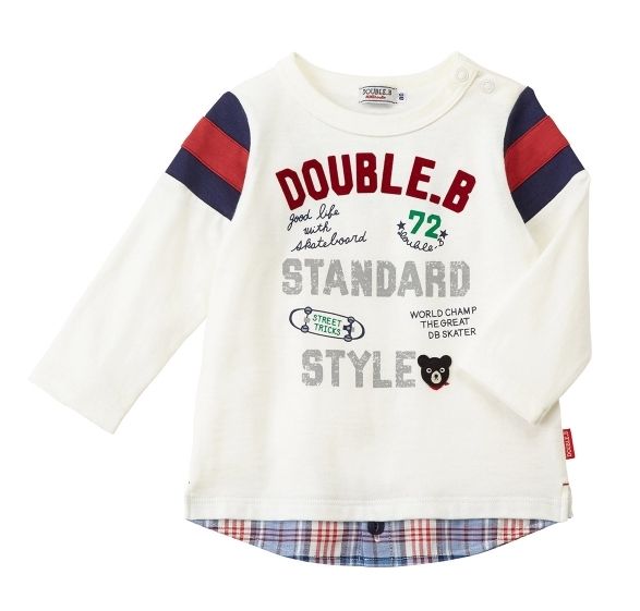 【在庫処分】SALE mikihouse 重ね着風 長袖Ｔシャツ 子ども服 140cm 幼児 保育園 幼稚園 男の子 女の子 ロンT お出かけ アウトレット