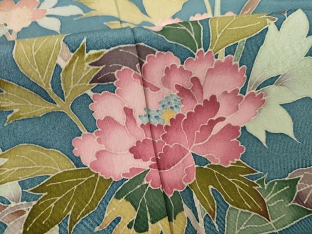 平和屋着物●本加賀友禅作家　寺西光博　訪問着　枝花文　暈し染　　正絹　逸品　未使用　AAAT0844ck 平和屋着物○本加賀友禅作家 寺西光博 訪問着 枝花文 暈し染 正絹 逸品