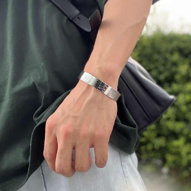 太め フラットバングル 1.2cm幅 シルバーバングル ブレスレット メンズ