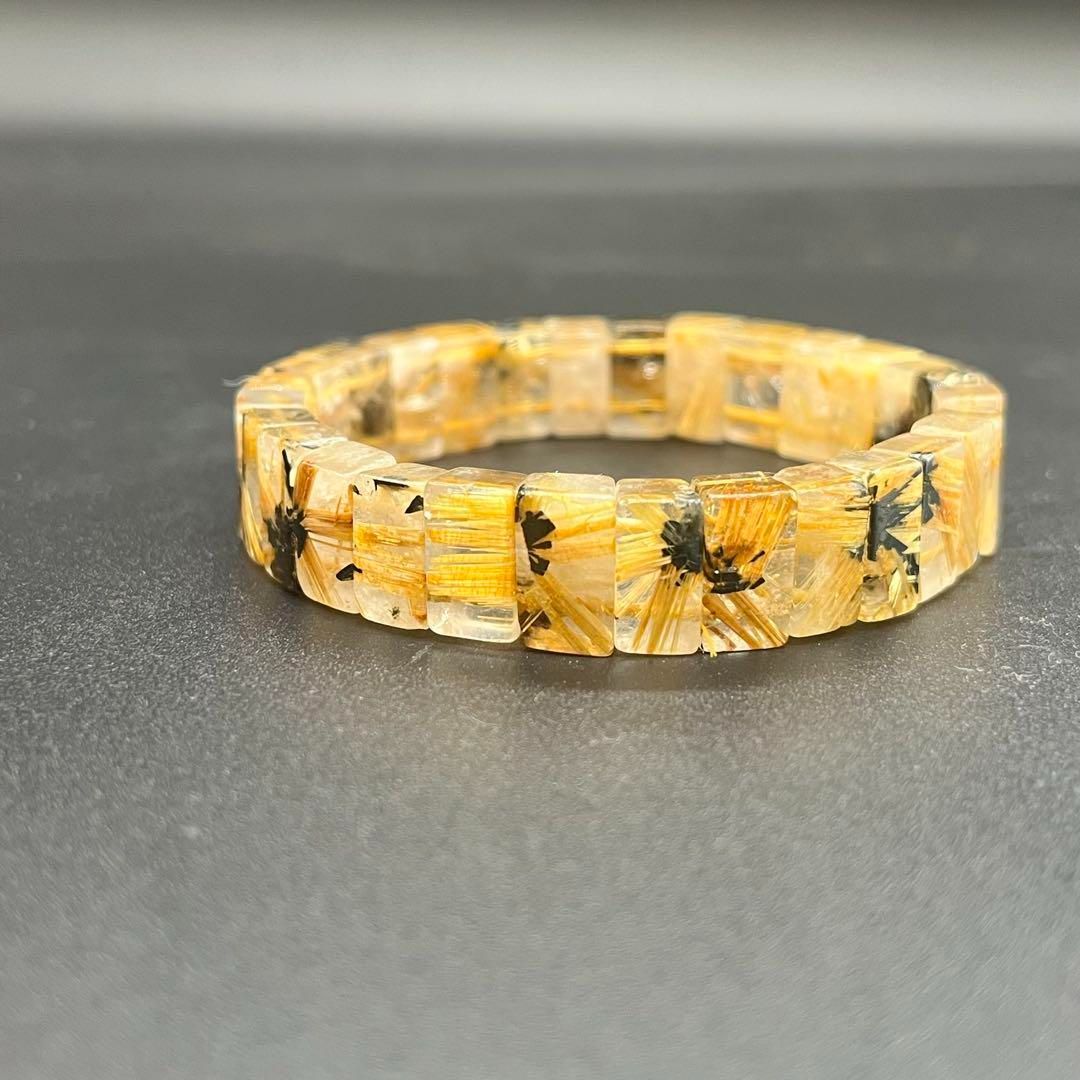 タイチンゴールドルチルクォーツ バングルブレスレット