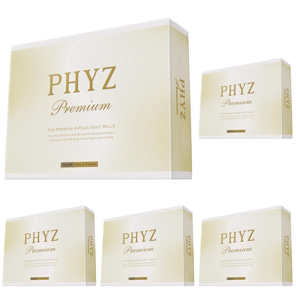 Pack of 5_単品 BRIDGESTONE(ブリヂストン) ゴルフボール PHYZ プレミアム 1ダース(12個入り) ゴールドパール PMGX (× 5)