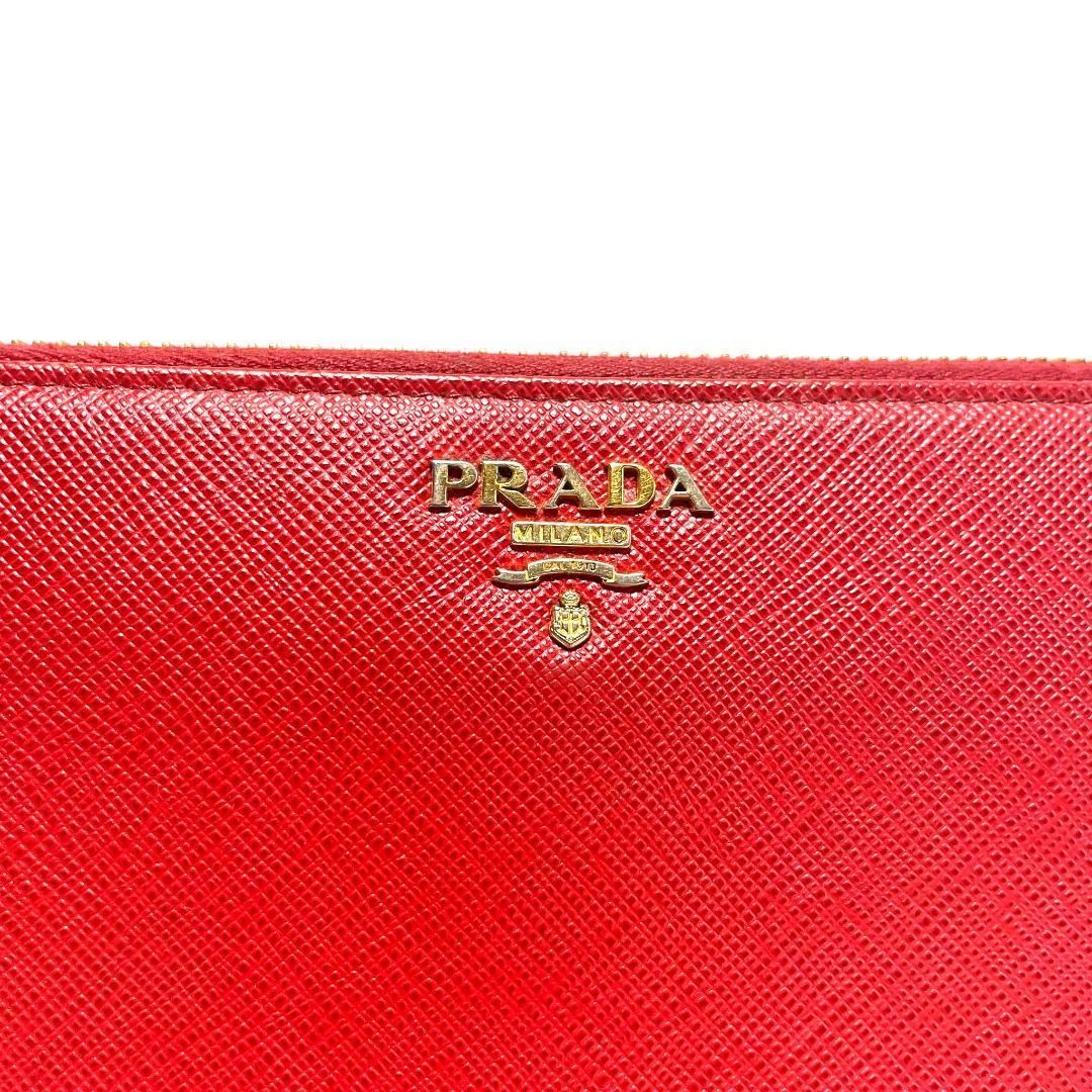 プラダ PRADA ラウンドファスナー長財布 レッド 2ランク上の財布を