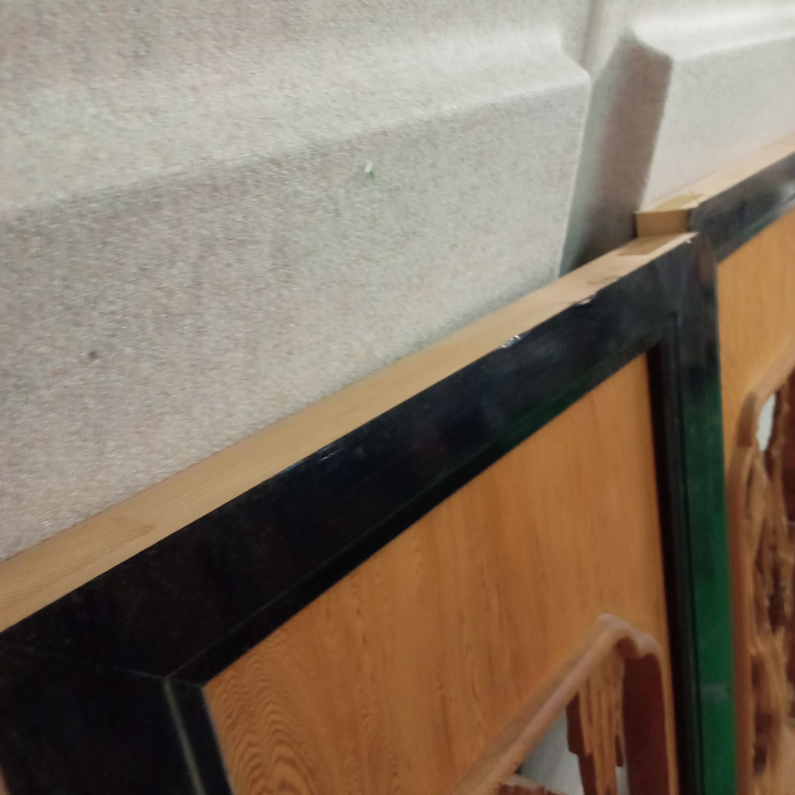 ◯ 木製 建具 欄間 らんま 2枚組 ガラス無し 彫刻 昭和レトロ