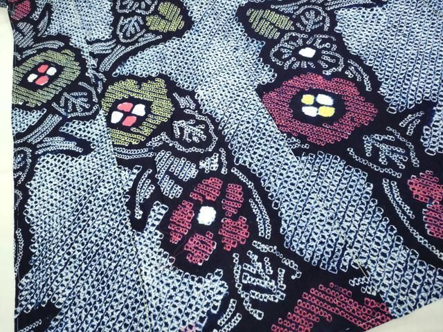 平和屋本店□極上 夏物 浴衣 有松鳴海絞り 草花文 綿 逸品 未使用  