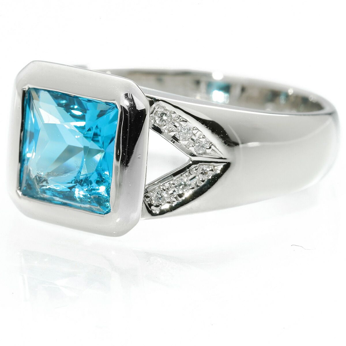 Pt900 ブルートパーズ ダイヤモンド プラチナ リング 13.5号 3.13ct D0